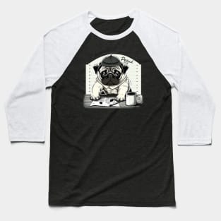 Pug Dog White Baseball T-Shirt